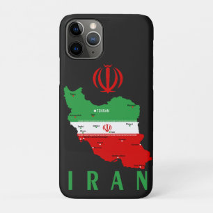 Capa Para iPhone 11 Pro Mapa do Irã com Bandeira e Emblema
