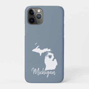 Capa Para iPhone 11 Pro Mapa Simples do Estado da Casa de Michigan Azul