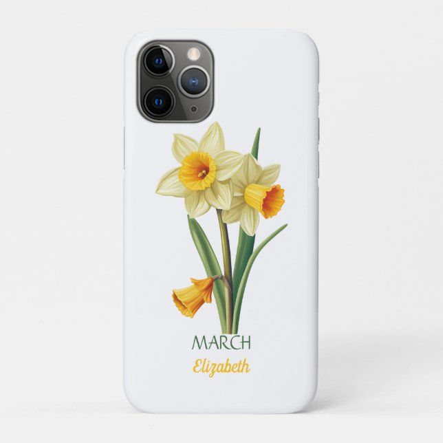 Capa Para iPhone 11 Pro Março Aniversário Daffodil Nascimento Flor Persona (Verso)