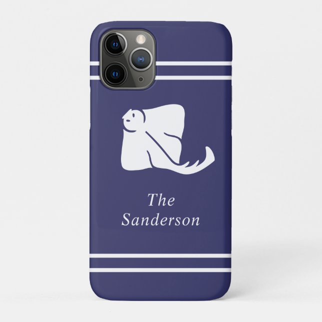 Capa Para iPhone 11 Pro Marinho Azul Costeira Raiva Náutica Manta Porta Ra (Verso)