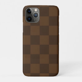 Capa Para iPhone 11 Pro Marrom e Xadrez Marrom Escuro Atemporal Clássico Q