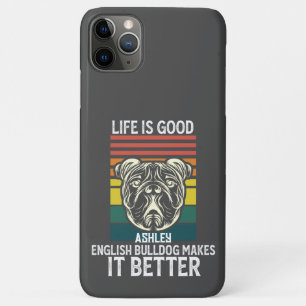Capa Para iPhone 11 Pro Max A Vida Boa Com O Bulldog Inglês Retro Vintage