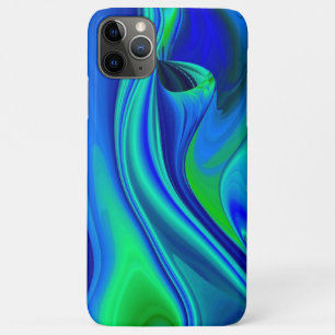 Capa Para iPhone 11 Pro Max abstrato 3D em azul verde roxo