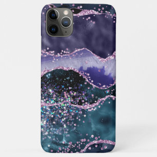 Capa Para iPhone 11 Pro Max *~* Abstrato Agate Ondas Do Oceano Glitter