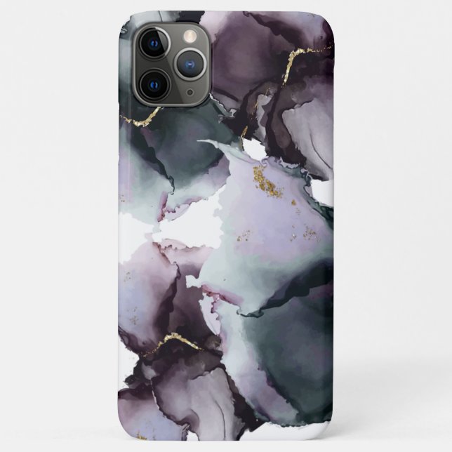 Capa Para iPhone 11 Pro Max Abstrato Álcool Tinta Posta Seca Lilac Pó Posta (Verso)