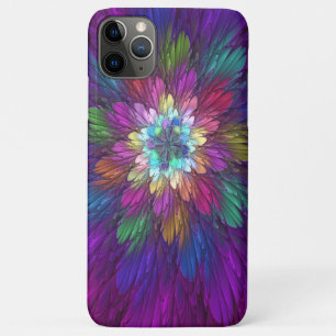 Capa Para iPhone 11 Pro Max Abstrato de Flor Psicodélica Colorida Arte Fracta