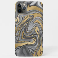 Abstrato De Óleo Marmoreado Preto, Branco E Dourad