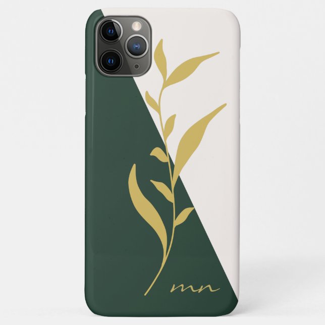Capa Para iPhone 11 Pro Max Abstrato Geométrica Dourada em negrito Verde - (Verso)