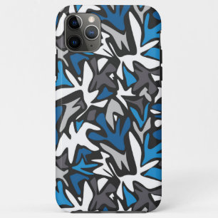Capa Para iPhone 11 Pro Max abstrato, geométrico, padrão, lama preta e azul