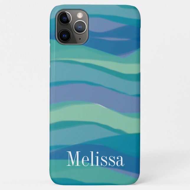Capa Para iPhone 11 Pro Max Abstrato Moderno - Azul Aquarela Personalizado (Verso)