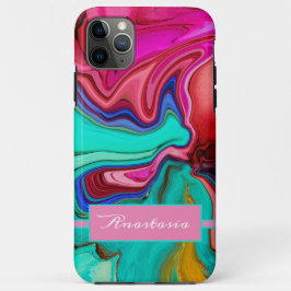 Capa Para iPhone 11 Pro Max Abstrato Verde Rosa Moderno