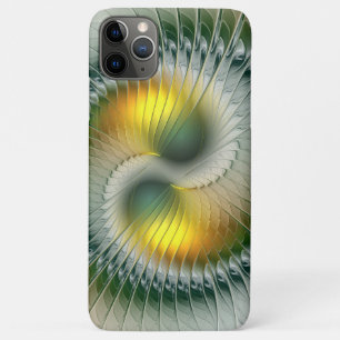 Capa Para iPhone 11 Pro Max Abstrato Verde Yin Yang - Fractal Colorido