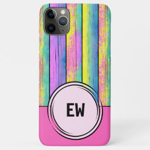 Capa Para iPhone 11 Pro Max Adicionar iniciais cores unicórnicas cor rosa