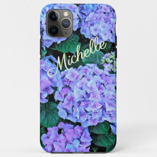 Capa Para iPhone 11 Pro Max Adicione seu nome/LAVANDA BLUE HYDRANGEAS
