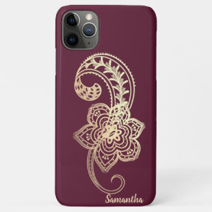 Capa Para iPhone 11 Pro Max Adorável Chic Dourado Paisley
