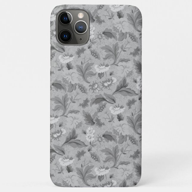 Capa Para iPhone 11 Pro Max Adorável padrão floral cinza (Verso)