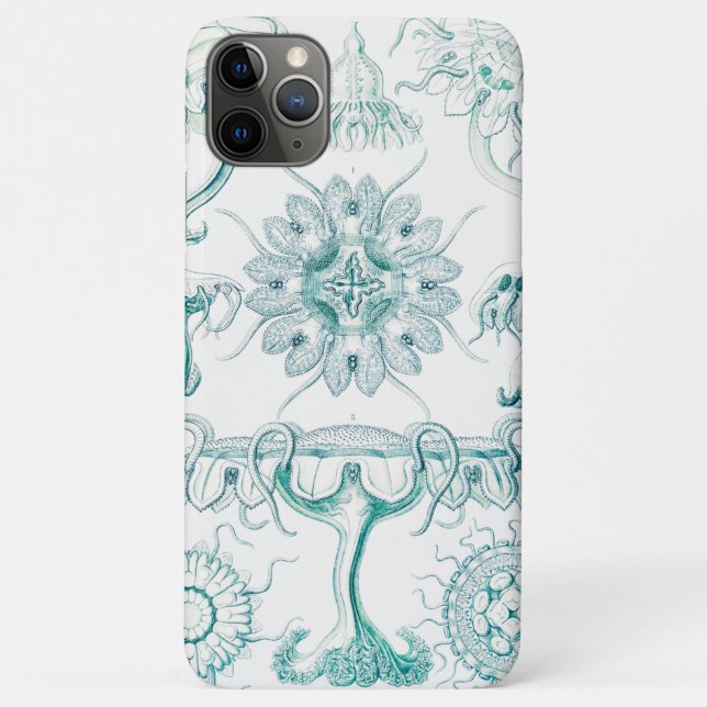 Capa Para iPhone 11 Pro Max Água-viva, Disco de Ernst Haeckel (Verso)
