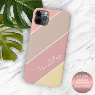 Capa Para iPhone 11 Pro Max Alças Amarelas Cor-de-Rosa Pinceladas Personalizad