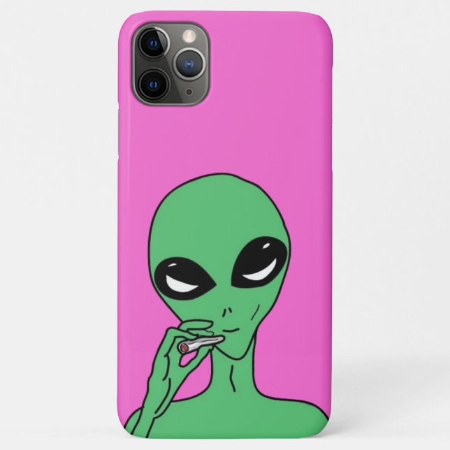 Capa Para iPhone 11 Pro Max Alienígena Legal , Ufo Engraçado , Alienígena Fuma (Verso)