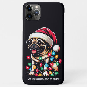 Capa Para iPhone 11 Pro Max Amante de Pug Luz de Natal Amante de Animais