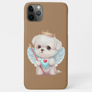 Capa Para iPhone 11 Pro Max Amor Celestial: Cachorro Maltês Bonito Anjo