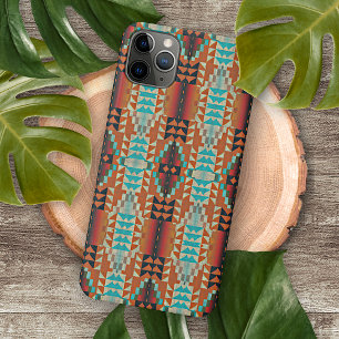 Capa Para iPhone 11 Pro Max Aqua Azul Laranja Vermelho Única Mosaico Étnico Tr