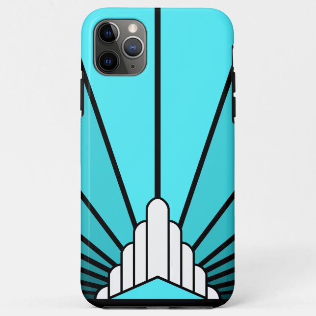 Capa Para iPhone 11 Pro Max Art deco sun em aqua (Verso)