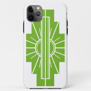 Capa Para iPhone 11 Pro Max Art Deco Sunburst Patterno em branco e Limão Case-