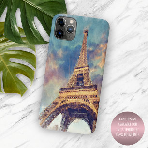 Capa Para iPhone 11 Pro Max Arte de pintura em aquarela pastel Torre Eiffel Pa