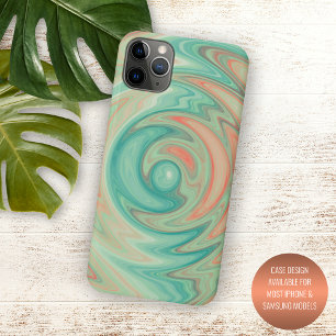 Capa Para iPhone 11 Pro Max Arte de redemoinho turquesa verde azul laranja úni