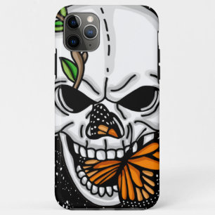 Capa Para iPhone 11 Pro Max Arte Digital Crânio e Borboleta