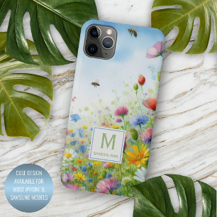Capa Para iPhone 11 Pro Max Arte em Aquarela de Flores Coloridas da Primavera