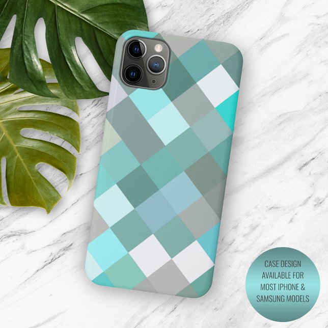 Capa Para iPhone 11 Pro Max Arte em Bloco de Pixel Verde Jade Turquesa Aqua Pa (Criador carregado)