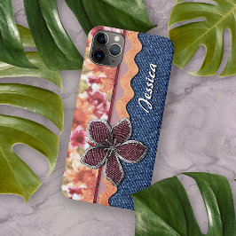 Capa Para iPhone 11 Pro Max Arte Floral de Verão Elegante Fofa Personalizada A