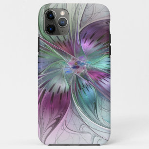 Capa Para iPhone 11 Pro Max Arte Fractal Moderna Floral Colorida Abstrato