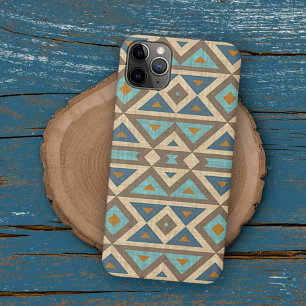 Capa Para iPhone 11 Pro Max Arte Indígena Americano Turquesa Laranja Castanho