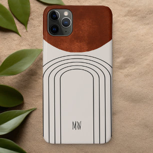Capa Para iPhone 11 Pro Max Arte Moderna de Terracota em Meados do Século em L