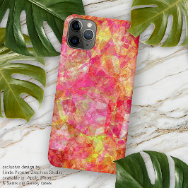 Capa Para iPhone 11 Pro Max Arte Mosaico de Polígono Rosa Vermelho Laranja Ama