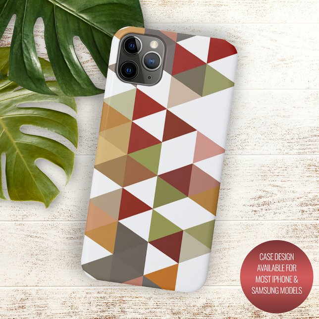 Capa Para iPhone 11 Pro Max Arte Poligonal Vermelho Escuro Verde Bege Branco (Criador carregado)