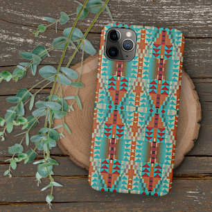 Capa Para iPhone 11 Pro Max Arte Tribal Terracota Laranja Queimada Turquesa Aq