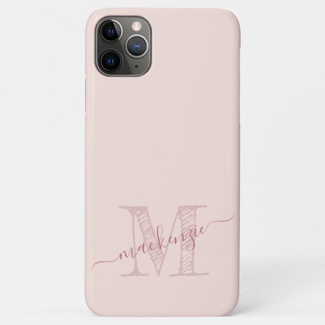 Capa Para iPhone 11 Pro Max Artsy Artsy, Rosa, Monograma, inicial (Verso)