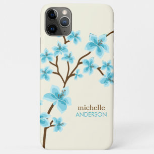 Capa Para iPhone 11 Pro Max Árvore de flores de Aqua Cherry