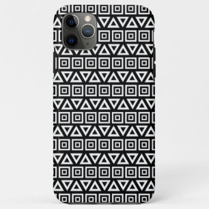 Capa Para iPhone 11 Pro Max Aztec triângulos+quadrados branco-padrão em preto