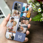 Capa Para iPhone 11 Pro Max Azul de Colagem de Fotos Monograma 5<br><div class="desc">Capas de iphone personalizada com a sua colagem inicial de fotos múltiplas e fundo azul. O modelo de foto está configurado pronto para que você adicione suas fotos, trabalhando no sentido horário a partir do topo direito. A colagem de fotos usa formatos de paisagem e retrato para oferecer uma variedade...</div>