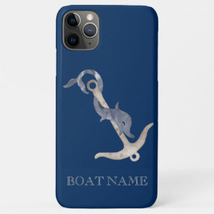 Capa Para iPhone 11 Pro Max Azul Marinho de golfinho com ancoragem náutica