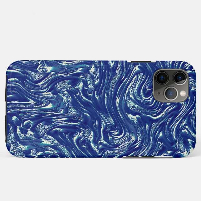 Capa Para iPhone 11 Pro Max Azul metálico de grãos texturizados (Verso (horizontal))