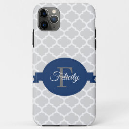 Capa Para iPhone 11 Pro Max Azul Quatrefoil Personalizado