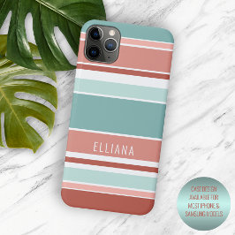 Capa Para iPhone 11 Pro Max Azul Turquesa Coral Vermelho Pêssego Laranja Listr