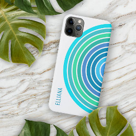 Capa Para iPhone 11 Pro Max Azul Turquesa Verde Violeta Listras Brancas Person