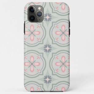 Capa Para iPhone 11 Pro Max Azulejos Florais Pastel Verde